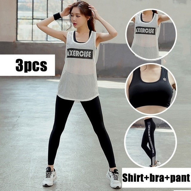 3 Pcs Workout Clothes For Women Yoga Set top bra Leggings Women Tracksuit Gym Clothing Fitness Sport Suit Running Sportswear