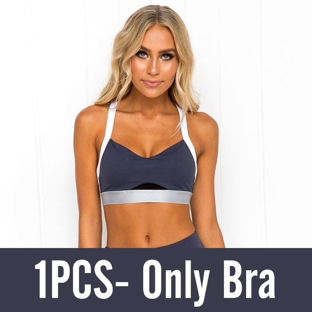 Fitness Clothing Sportswear High Waist Women Gym Leggings Tights Padded Push-up Sports Bra 2 PCS Workout Clothes Suits