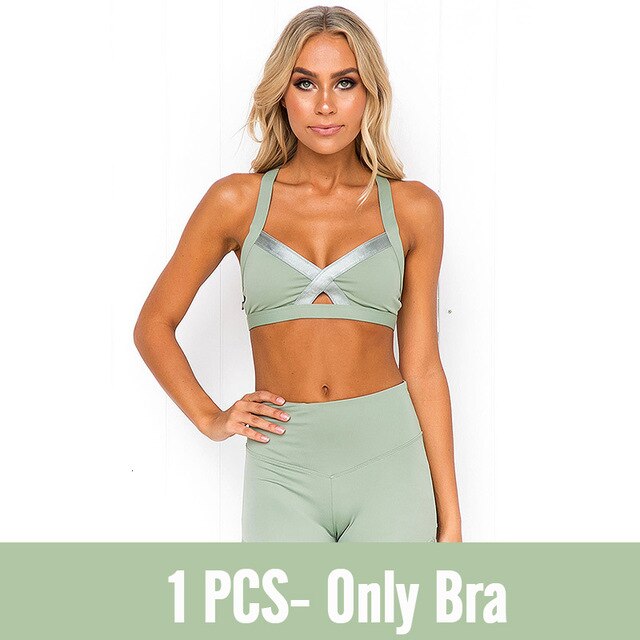 Fitness Clothing Sportswear High Waist Women Gym Leggings Tights Padded Push-up Sports Bra 2 PCS Workout Clothes Suits