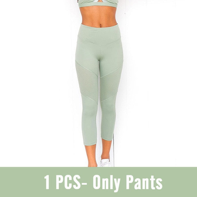 Fitness Clothing Sportswear High Waist Women Gym Leggings Tights Padded Push-up Sports Bra 2 PCS Workout Clothes Suits