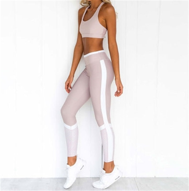 New 2 Piece Set Women Sport Suit Gym Workout Clothes Long Sleeve Fitness Crop Top And Scrunch Butt Leggings Yoga Set
